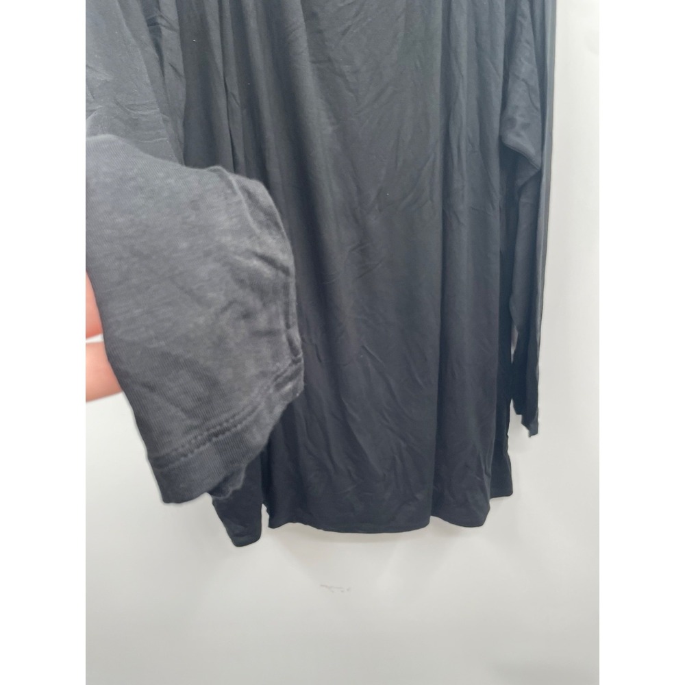 Ashley Stewart Top Womens 22/24 Black Stretch Long Sleeve Blouse Preppy Boho NWT - Picture 5 of 11